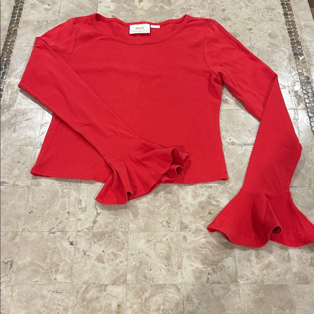 Maeve‎ by Anthropologie Flouncy Bell long Sleeve Round neck Top Women’s Size S